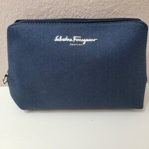 Salvatore Ferragamo Parfums Navy Cosmetic Pouch Zipper Case